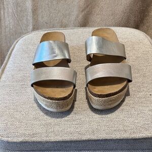 Brash Silver Platform Slide Sandals
